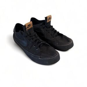 NIKE Court Legacy Canvas‎ Men 9 Low Top Classic Sneaker Shoe Black